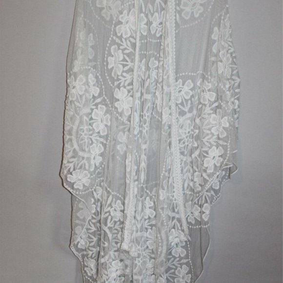 Torrid Floral Mesh Ruana Off White Women's Plus Si - Picture 2 of 9